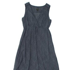 EDDIE BAUER Womens Basic Dress US 16 Navy Blue Spotted Cotton